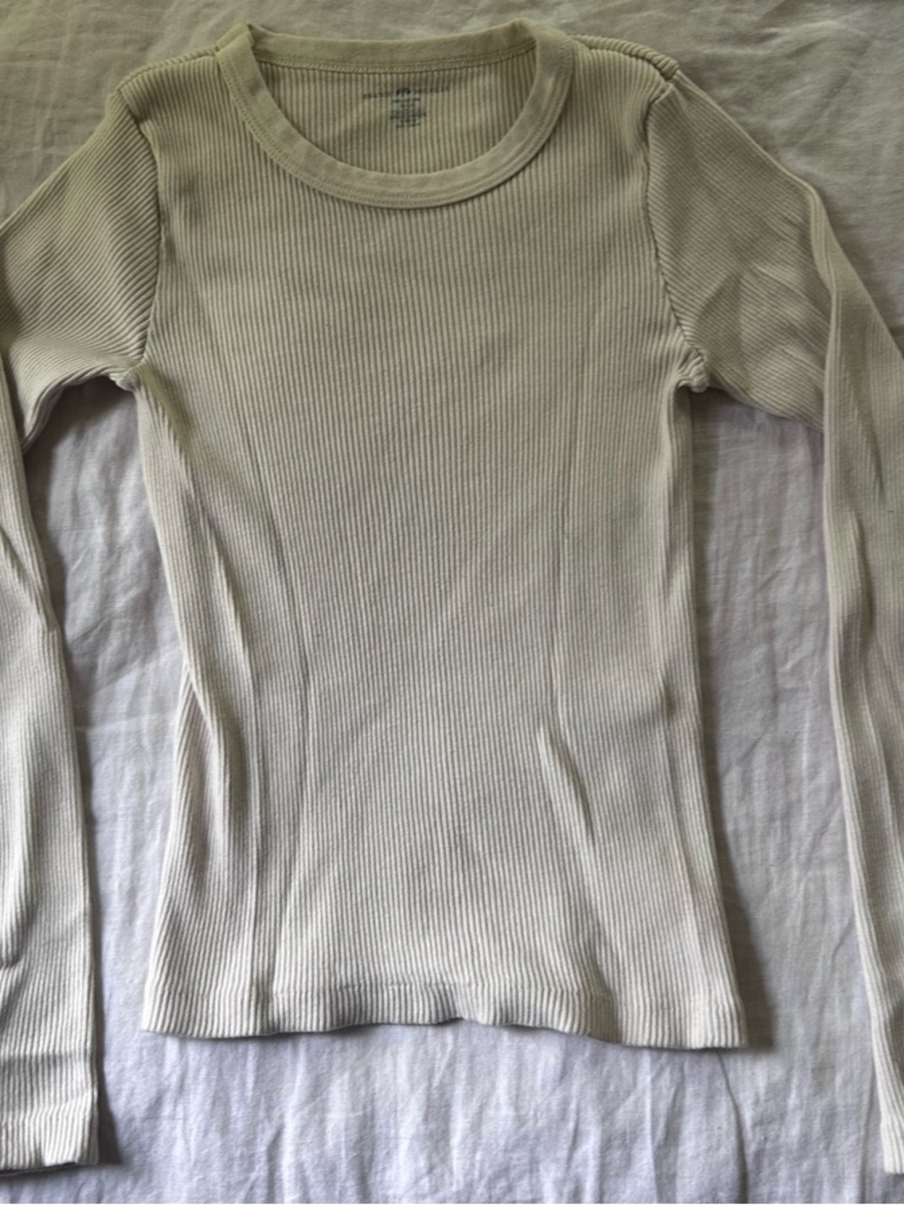 Brandy Melville Long Sleeve Ribbed Top - Cream
